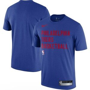 Youth Size L Nike Royal Philadelphia 76ers Sideline Legend Performance T-Shirt